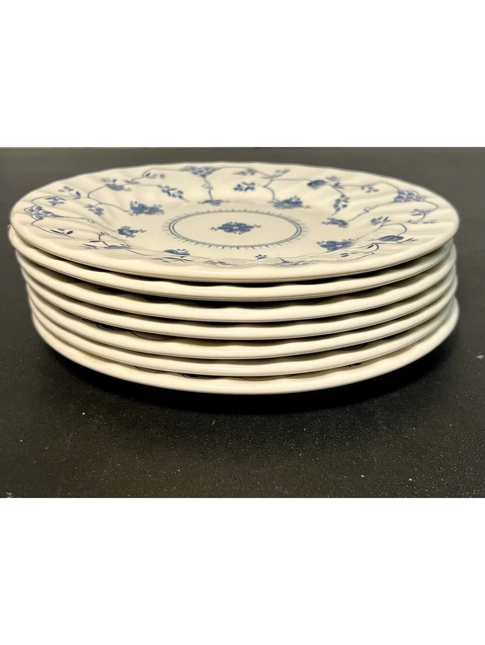 Churchill England 1980s 7 Bread Plates Georgian Collection Finlandia Blue White